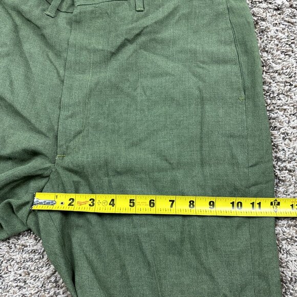 VTG Leisure Suit Slacks Pants Mens 35x30 Green Rayon Straight Leg Talon 70s - Picture 7 of 11